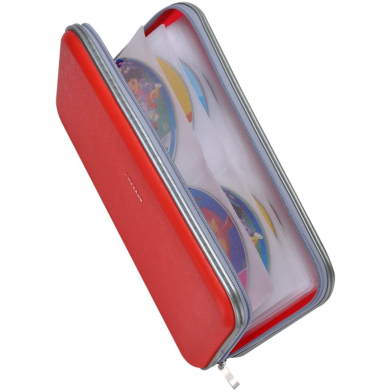Storage Holder Organizer Wallet Red Wismart 72 Capacity Heavy Duty CD DVD Blu-ray Media Case