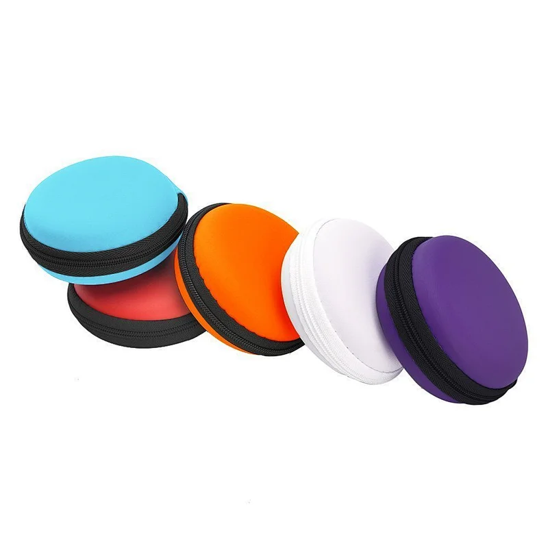 Custom Small MOQ RTS Hard shell storage colorful Round  EVA Earphone Case
