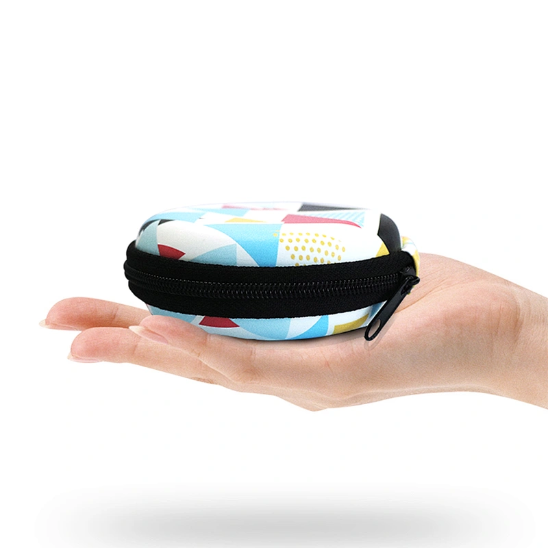 Custom Logo Eco friendly Protective Leather Earphone Zippered Case