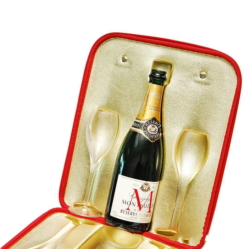 customized eva protective wine glasses carrying gift case for wine bottle