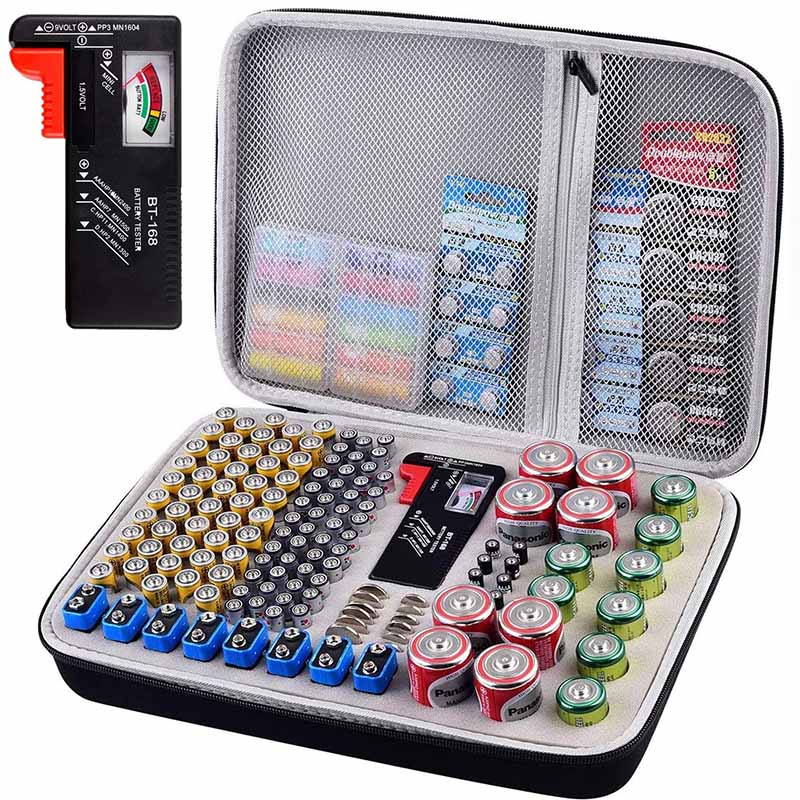 Hard Shell Portable Eva Material Molded  Zipper Polyester Foam Portable Big Tool Case for battery organizer holder