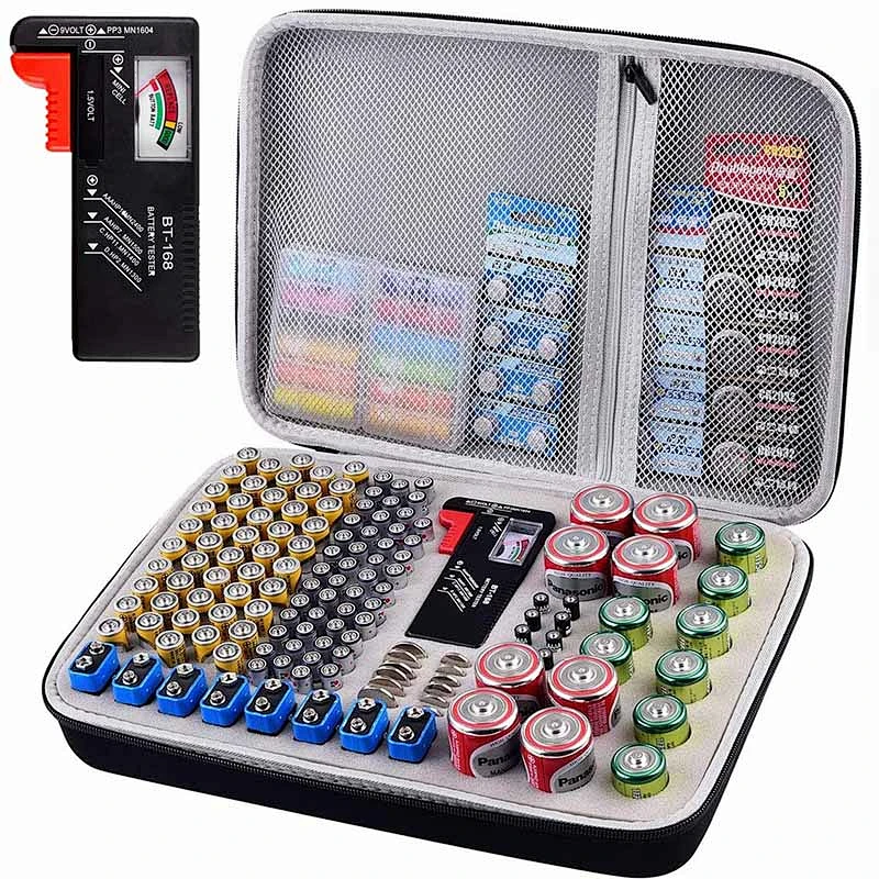 Hard Shell Portable Eva Material Molded  Zipper Polyester Foam Portable Big Tool Case for battery organizer holder