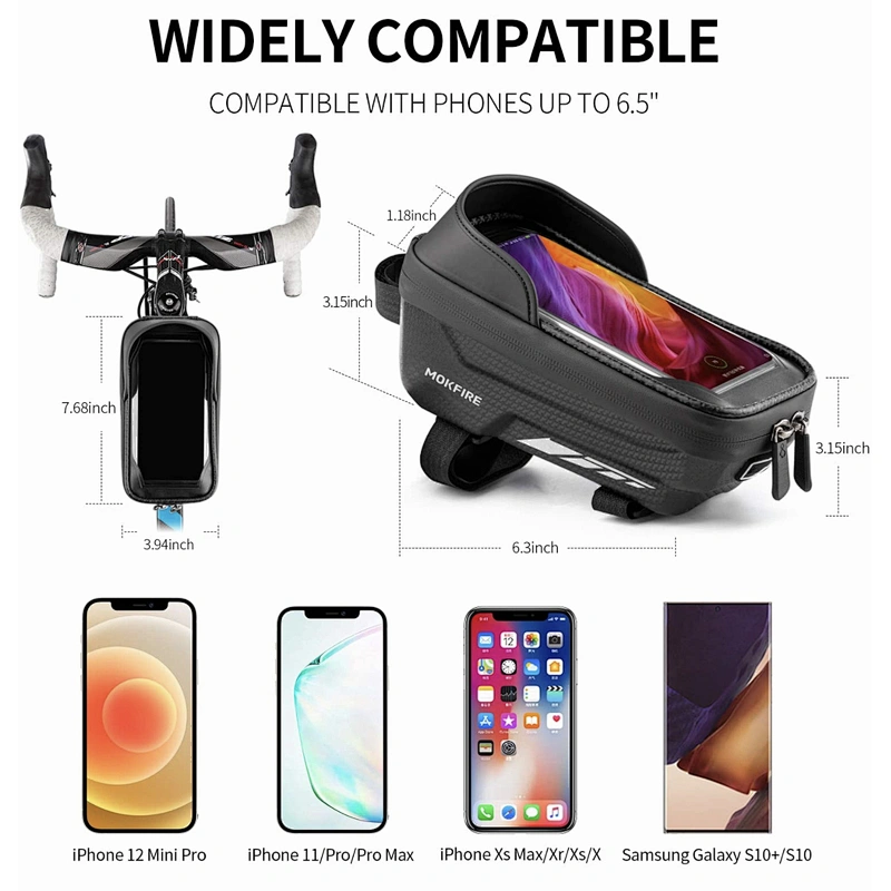eva hard waterproof bike phone bag bike front frame bag top tube bike phone case for iphone 11 12 pro max