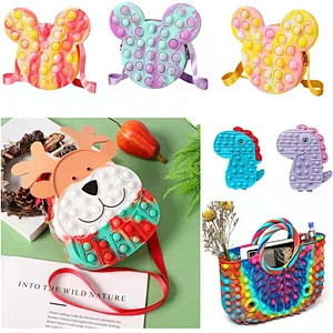 customized Autism Stress Relief Christmas elk Sensory Push Bubble candy Pouch School Kids Rainbow Silicone coin purse