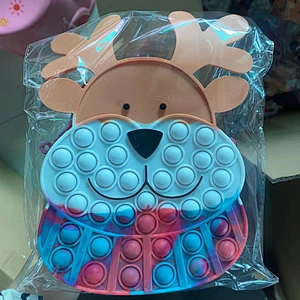 customized Autism Stress Relief Christmas elk Sensory Push Bubble candy Pouch School Kids Rainbow Silicone coin purse