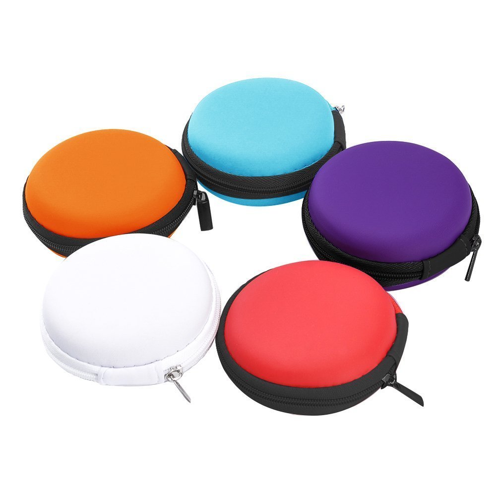 Custom Small MOQ RTS Hard shell storage colorful Round  EVA Earphone Case
