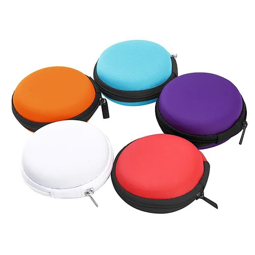 Custom Small MOQ RTS Hard shell storage colorful Round  EVA Earphone Case