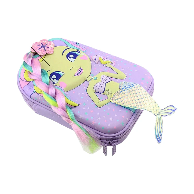 personalised kids kpop fancy double zip cute plain color plastic clear pvc 3d zipper camouflage pencil case for boy leather
