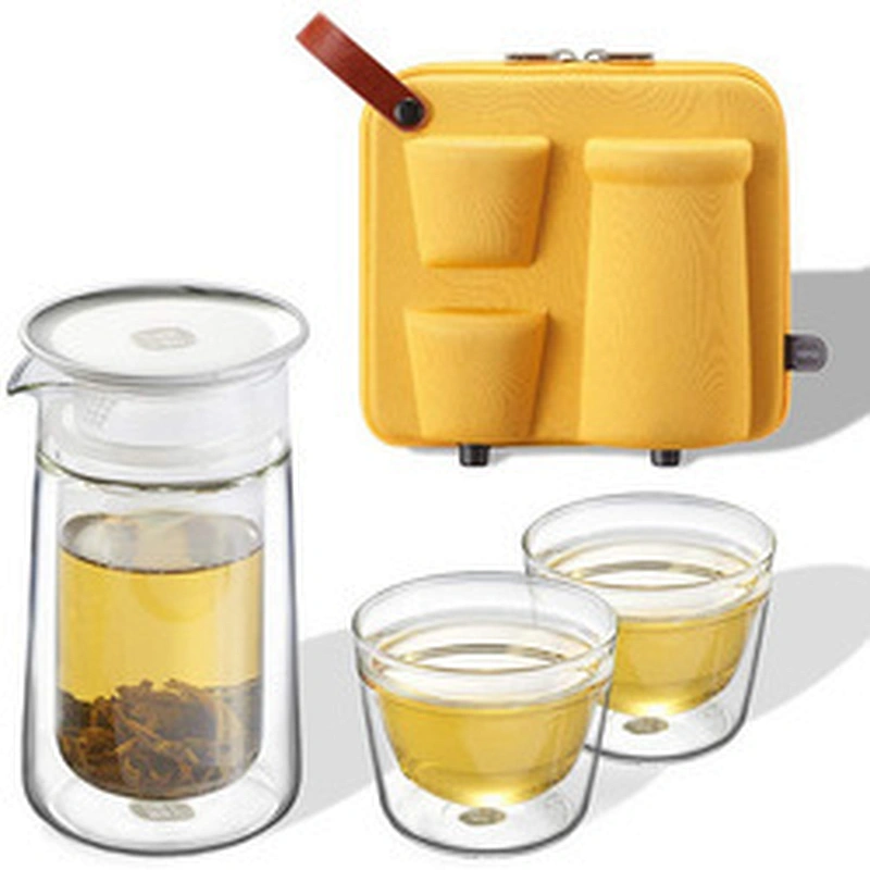 customized portable traveling coffee tea maker tritan tea set eva protective case for tea set cup