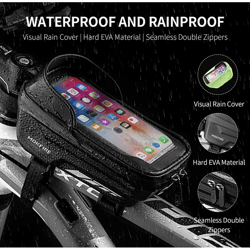 eva hard waterproof bike phone bag bike front frame bag top tube bike phone case for iphone 11 12 pro max