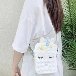 customize silicone Autism Stress Relief purse  cute kids cartoon fidget pop bubble unicorn coin purse