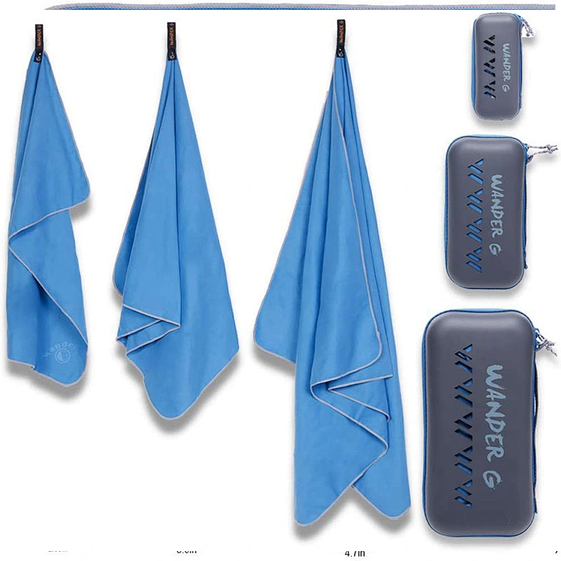 Custom Portable Eva  Microfiber Fast Drying Towel Case for Travel Beach Hiking Backpacking Yoga Gym Sports