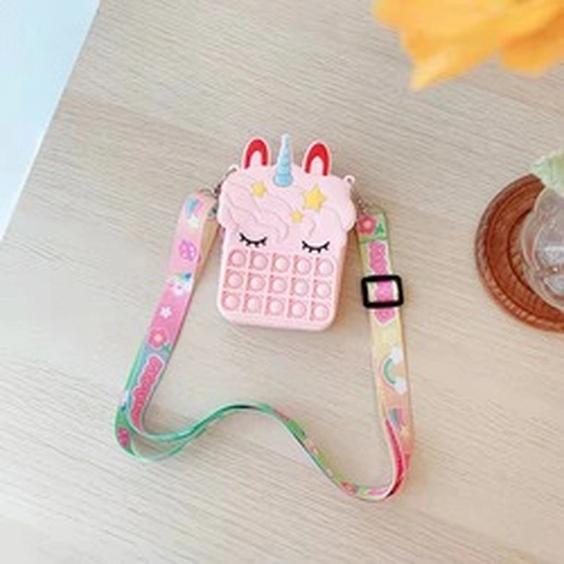 customize silicone Autism Stress Relief purse  cute kids cartoon fidget pop bubble unicorn coin purse
