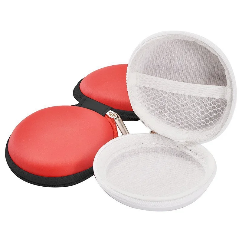 Custom Small MOQ RTS Hard shell storage colorful Round  EVA Earphone Case