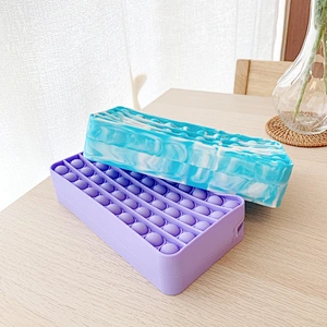 customized Autism Stress Relief Pen Storage Bag Sensory Push Bubble Pencil Box Pouch School Kids Rainbow Silicone Fidget Pencil