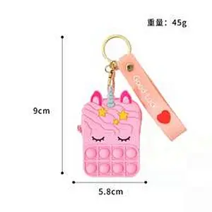 customize silicone Autism Stress Relief purse  cute kids cartoon fidget pop bubble unicorn coin purse