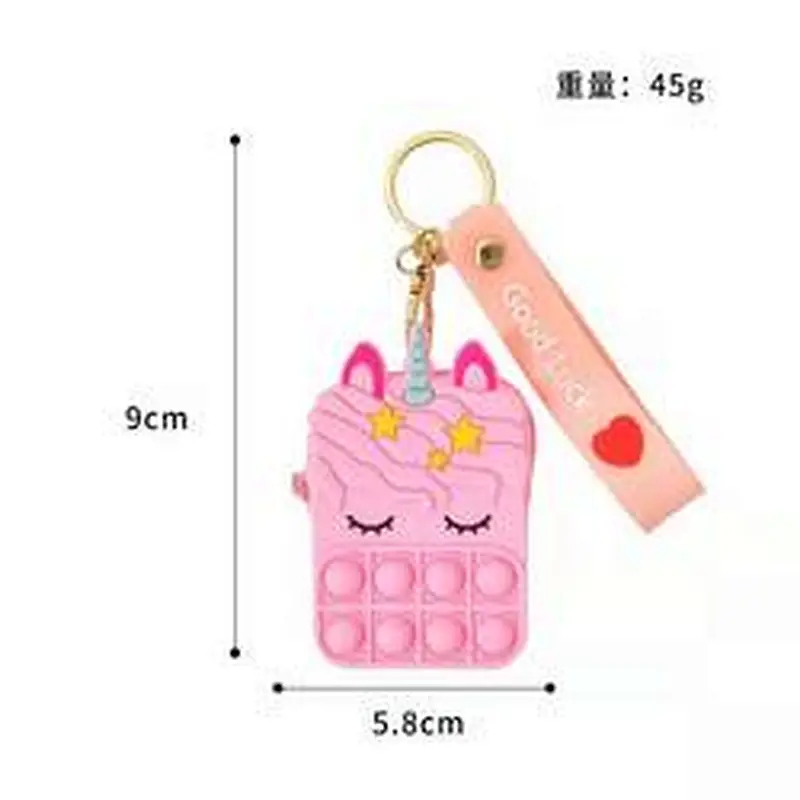 customize silicone Autism Stress Relief purse  cute kids cartoon fidget pop bubble unicorn coin purse