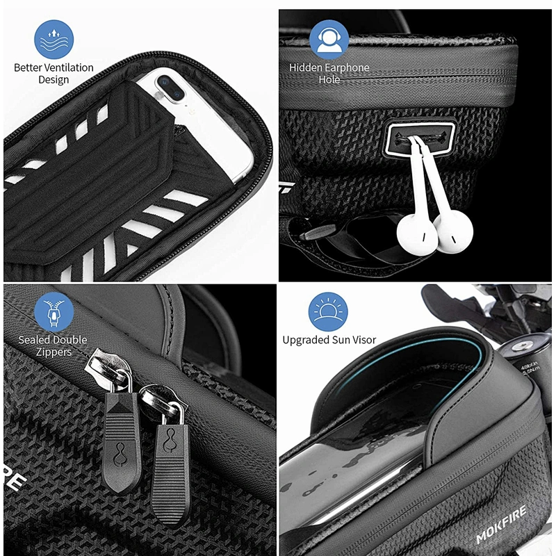 eva hard waterproof bike phone bag bike front frame bag top tube bike phone case for iphone 11 12 pro max