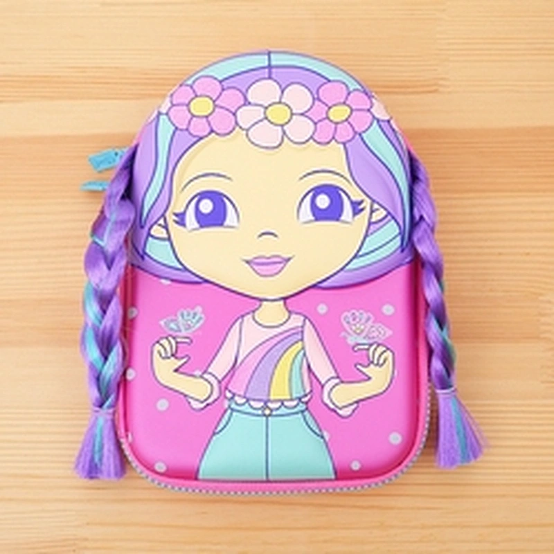 personalised kids kpop fancy double zip cute plain color plastic clear pvc 3d zipper camouflage pencil case for boy leather