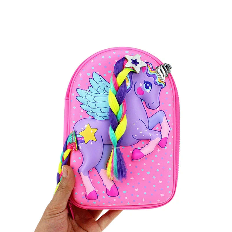personalised kids kpop fancy double zip cute plain color plastic clear pvc 3d zipper camouflage pencil case for boy leather