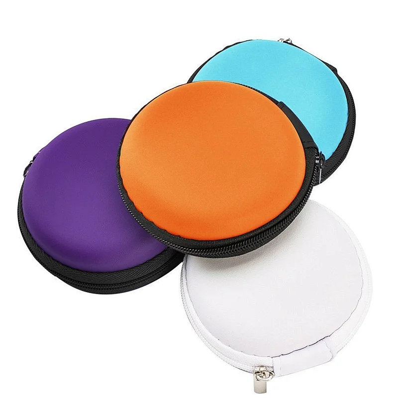 Custom Small MOQ RTS Hard shell storage colorful Round  EVA Earphone Case