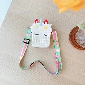customize silicone Autism Stress Relief purse  cute kids cartoon fidget pop bubble unicorn coin purse