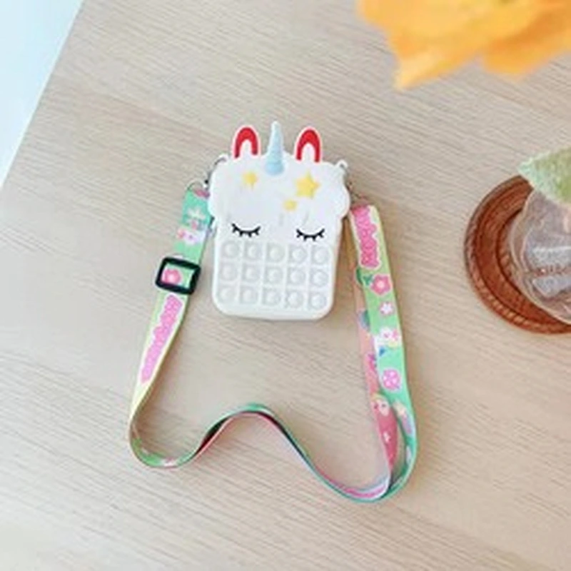 customize silicone Autism Stress Relief purse  cute kids cartoon fidget pop bubble unicorn coin purse
