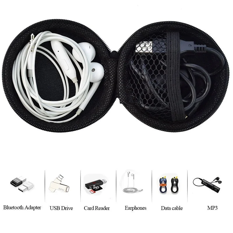 Custom Small MOQ RTS Hard shell storage colorful Round  EVA Earphone Case