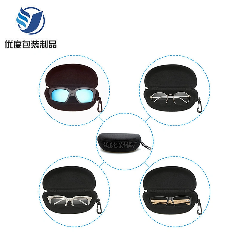 Black Color Triangle Eyeglasses Storage Box Pu Leather Sunglasses EvaCase Folding Made In China