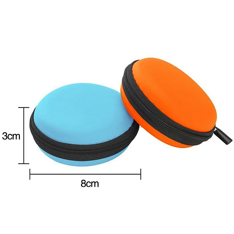 Custom Small MOQ RTS Hard shell storage colorful Round  EVA Earphone Case