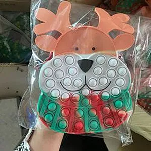 customized Autism Stress Relief Christmas elk Sensory Push Bubble candy Pouch School Kids Rainbow Silicone coin purse
