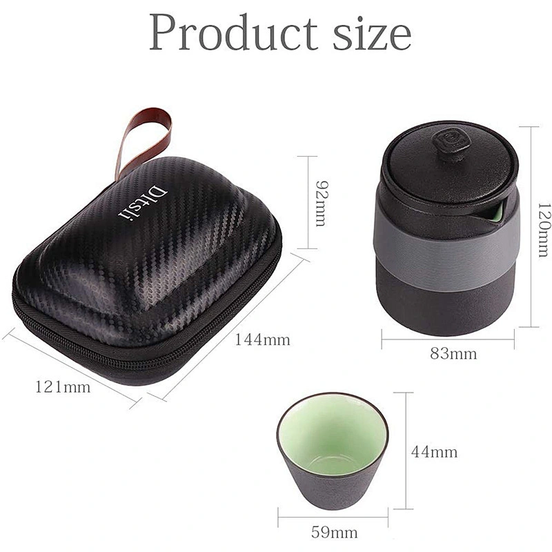 1 Pot 2 Mini Cups Porcelain Teacups Eva Tea Infuser Portable Bag for Outdoor Picnic