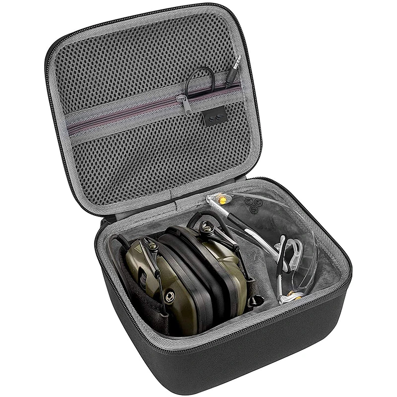 Black Hard Carrying Case for Howard Impact Sport OD Electric Earmuff  and Genesis Sharp-Shooter Safety Eyewear Glasses
