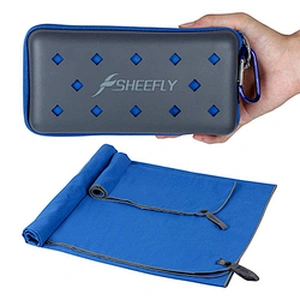 Custom Portable Eva  Microfiber Fast Drying Towel Case for Travel Beach Hiking Backpacking Yoga Gym Sports