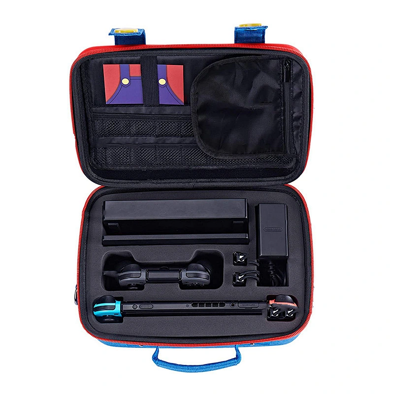 Nintendo Switch Eva Case Hard Shell Mario Case Red  Blue Carry Case