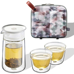 customized portable traveling coffee tea maker tritan tea set eva protective case for tea set cup