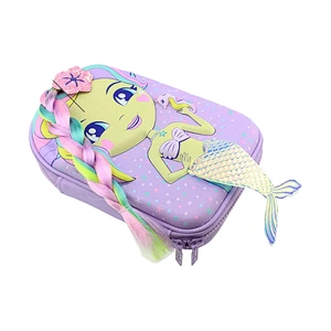 pouch stationary plain zip large capacity cute kawaii pencil case leather eco