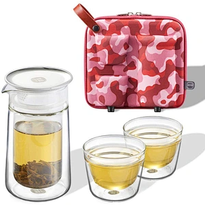 customized portable traveling coffee tea maker tritan tea set eva protective case for tea set cup