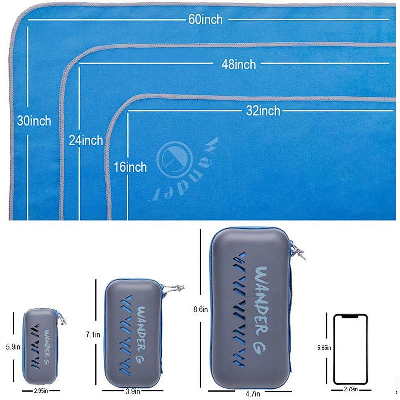 Custom Portable Eva  Microfiber Fast Drying Towel Case for Travel Beach Hiking Backpacking Yoga Gym Sports