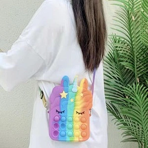 customize silicone Autism Stress Relief purse  cute kids cartoon fidget pop bubble unicorn coin purse