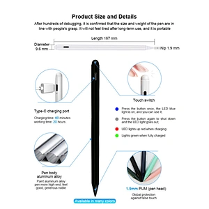 Stylus with Magnetic design, active rechargeable pen with palm rejection for 2018 and above Apple iPad