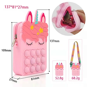 customize silicone Autism Stress Relief purse cute kids cartoon fidget pop bubble unicorn coin purse