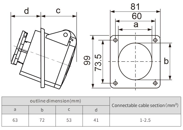 Industrial waterproof safety plug socket concealed socket