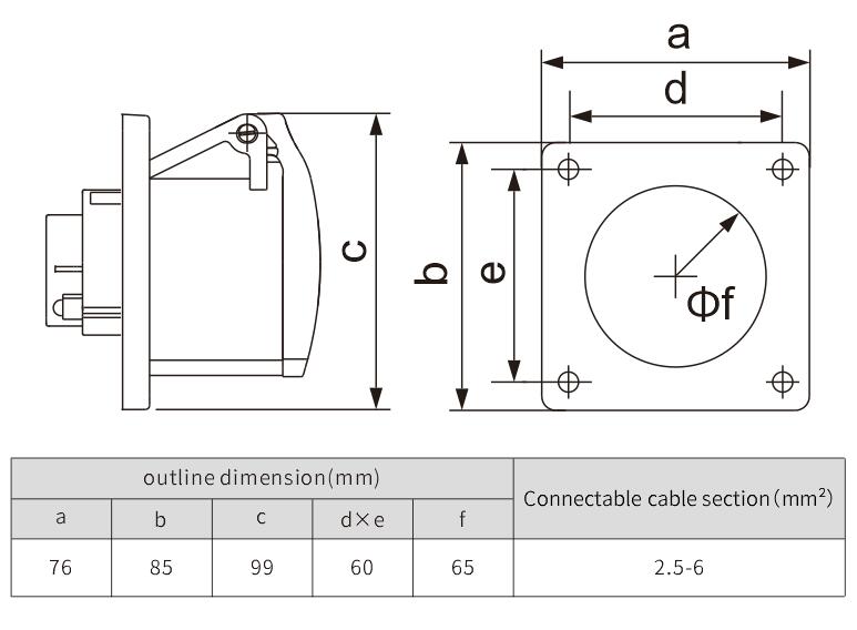 32A 250V Outdoor ip44 waterproof Socket With Certificate