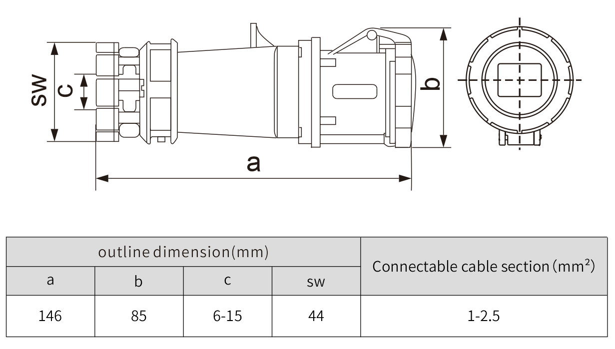 Electric single phase 5pin 380v 16a industrial plug socket