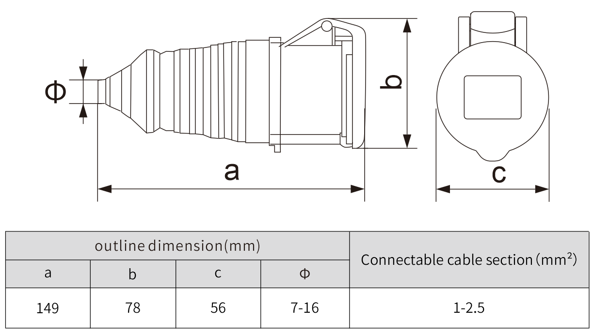 industrial switch outdoor waterproof 4pin connector cable