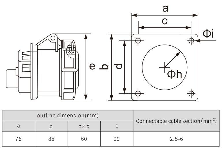 outdoor plug socket waterproof ip67 Socket 32a male plug