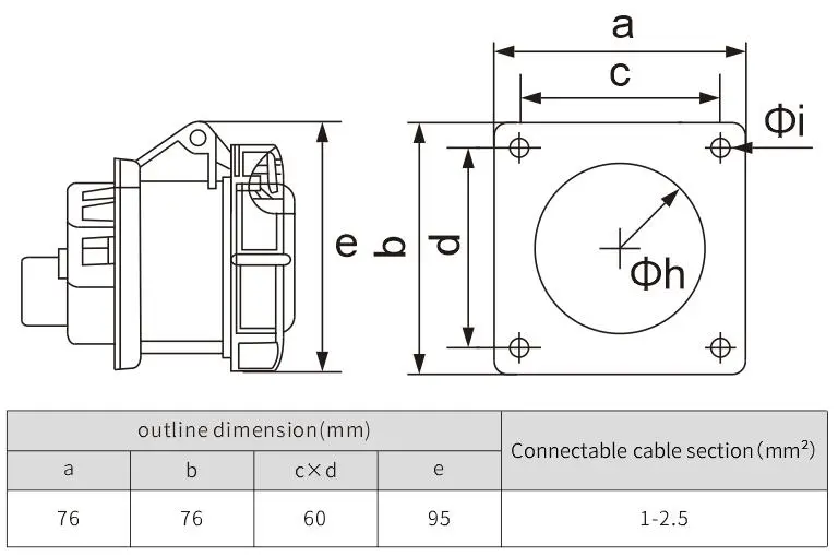 industrial power plug ac plug socket 5pin industrial socket