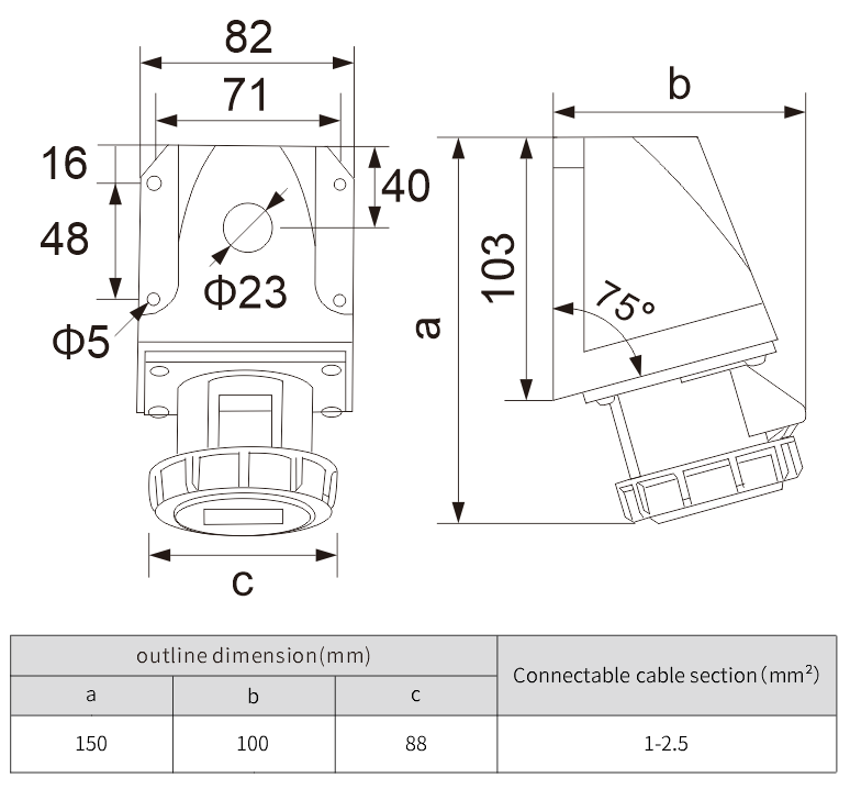 FNP2-115F IP67 fast delivery 3 pin 16a ce industrial plug