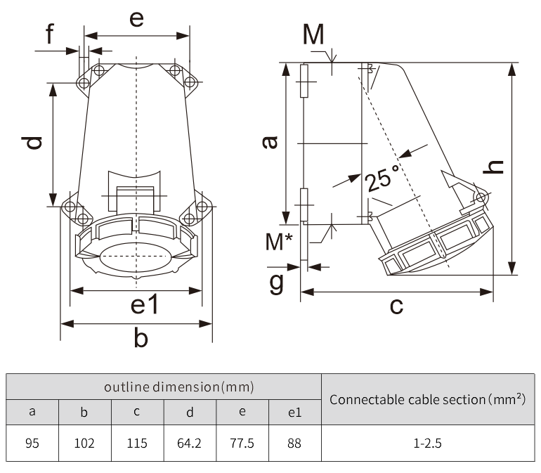 16A floor socket PC european outdoor socket surface mounted